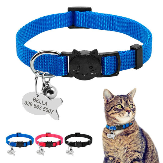 Personalised Nylon Cat Collar with ID Tag & Quick Release Feature - My Store